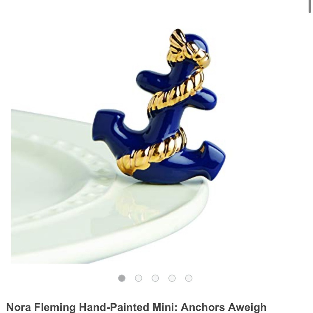 Nora Fleming Nautical Blue Anchor with Gold Rope Mini